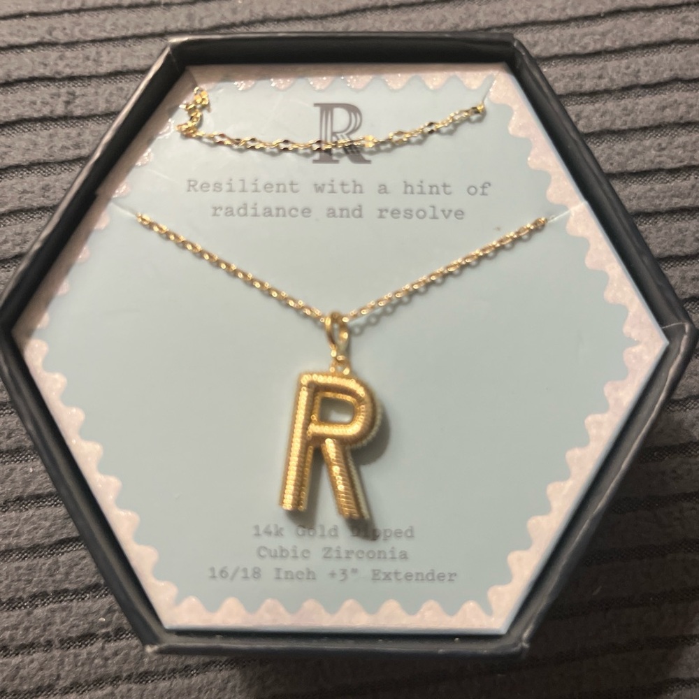 a new day Gold 'R' Initial Necklace